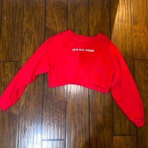 “IT’S ALL GOOD” CROPPED SWEATER